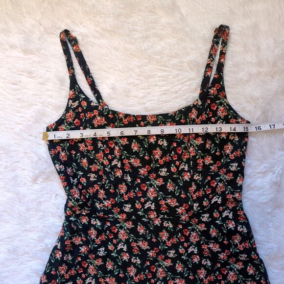 Old Navy Floral Sundress Linen Rayon Size Small Navy Blue Red Floral Strappy - Picture 7 of 9